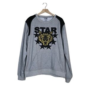 37INC Men's L Gray Black STAR Tiger Graphic Sweatshirt NEW